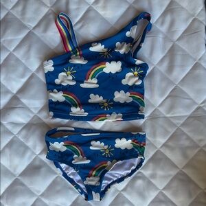 Hanna Andersson Blue Rainbow Bikini Swim gently worn good condition